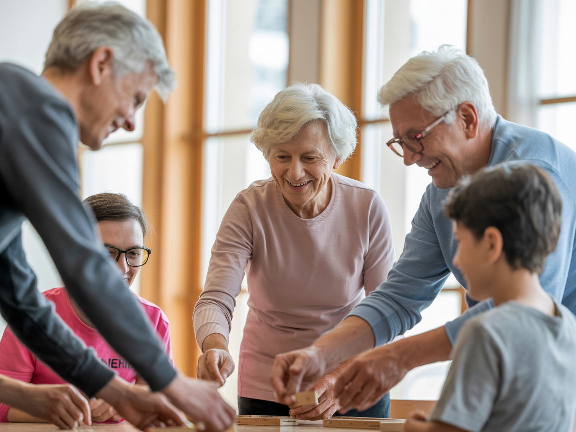 Bénévoles souriants